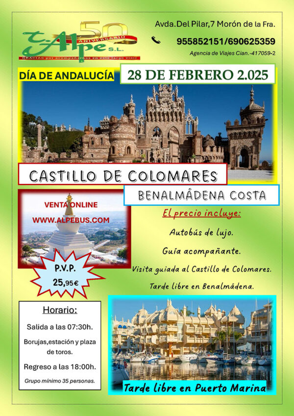 Visita al Castillo Colomares Benalmádena - Málaga. Viernes 28 de febrero 2025 - 1er BUS